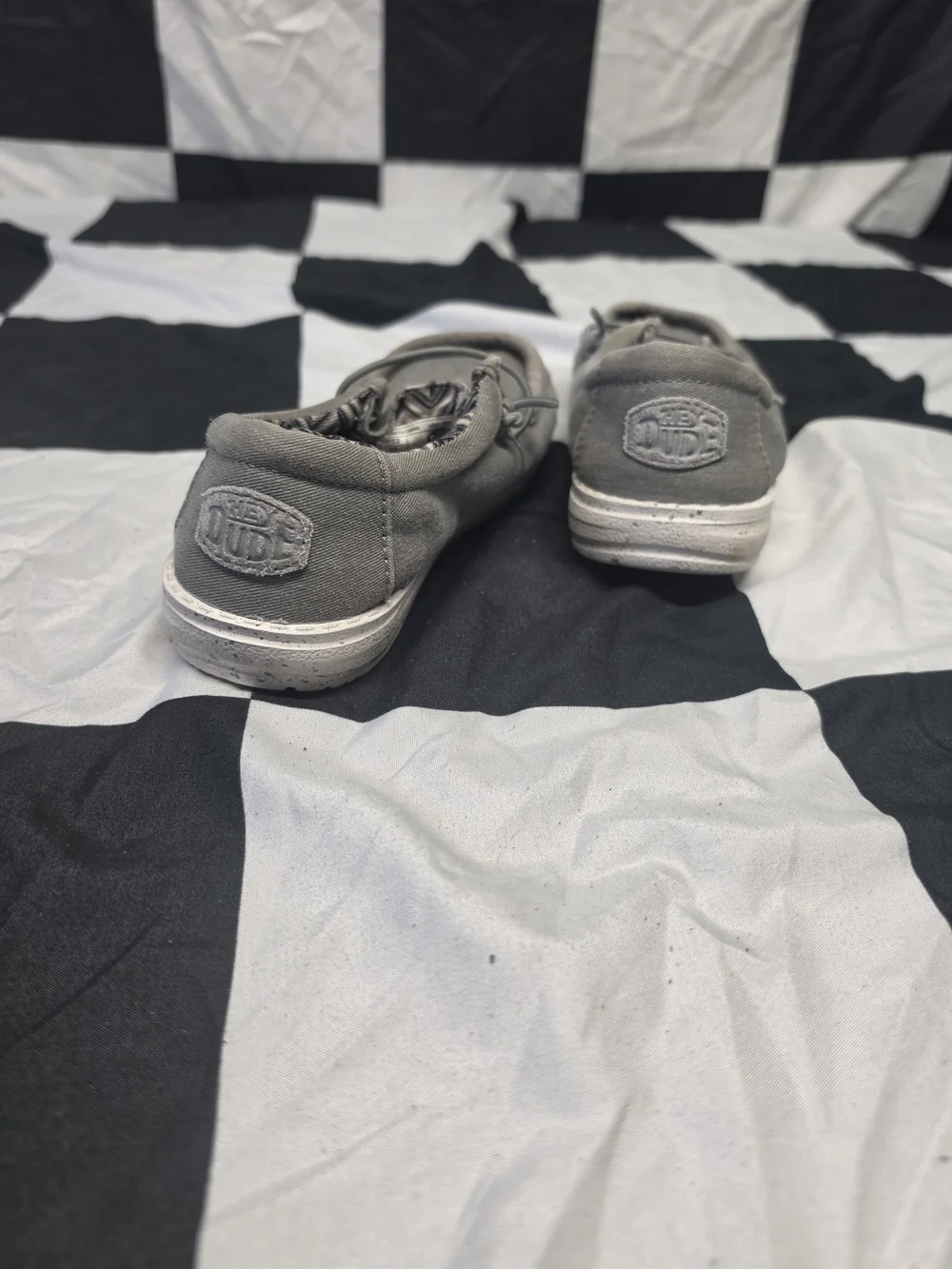 Hey Dude Kids Gray Canvas Slip-On Moccasins